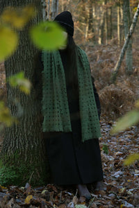 Oats & Rice Waffle Cashmere Scarf | Green