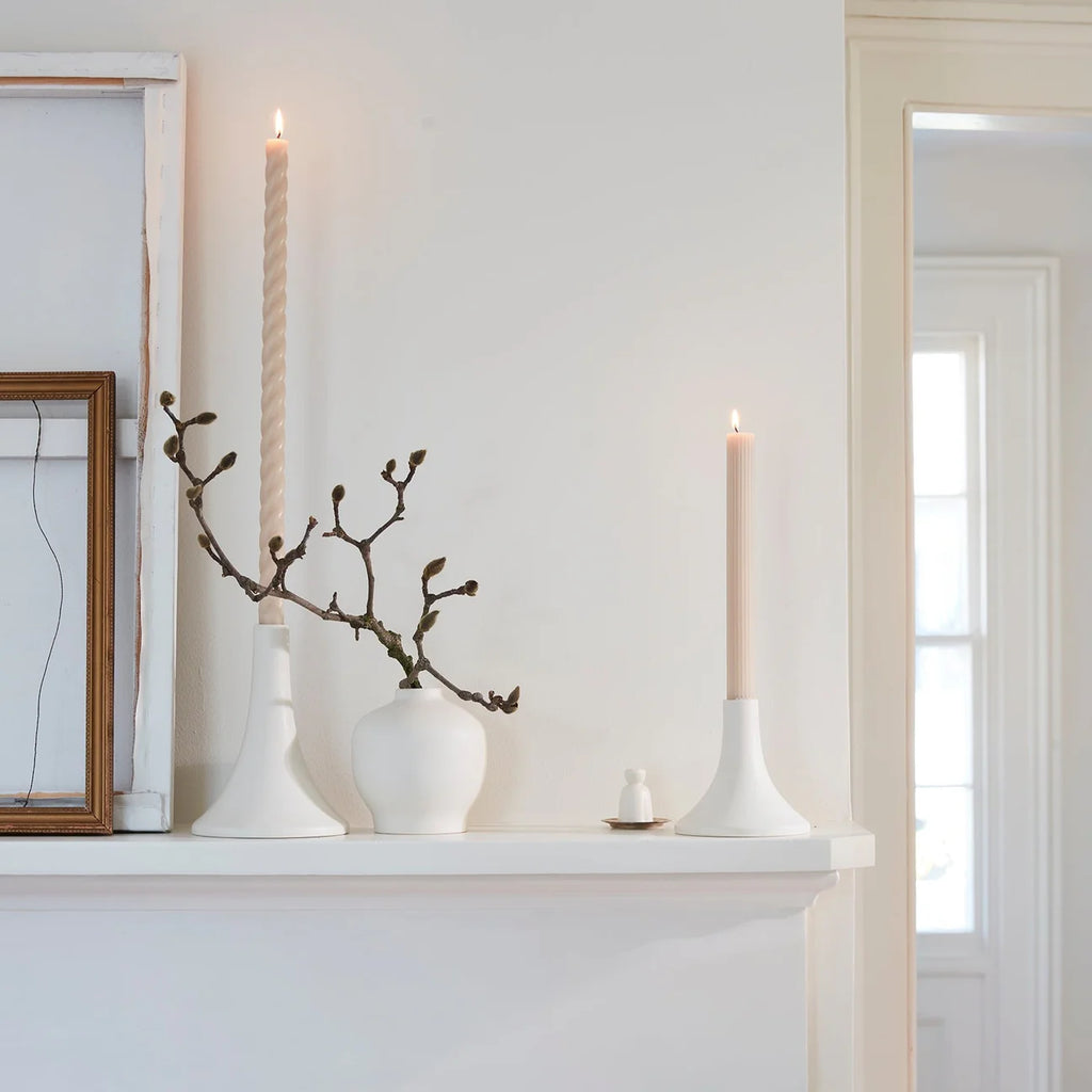 The Floral Society - Ceramic Grand Taper Holder | Matte White