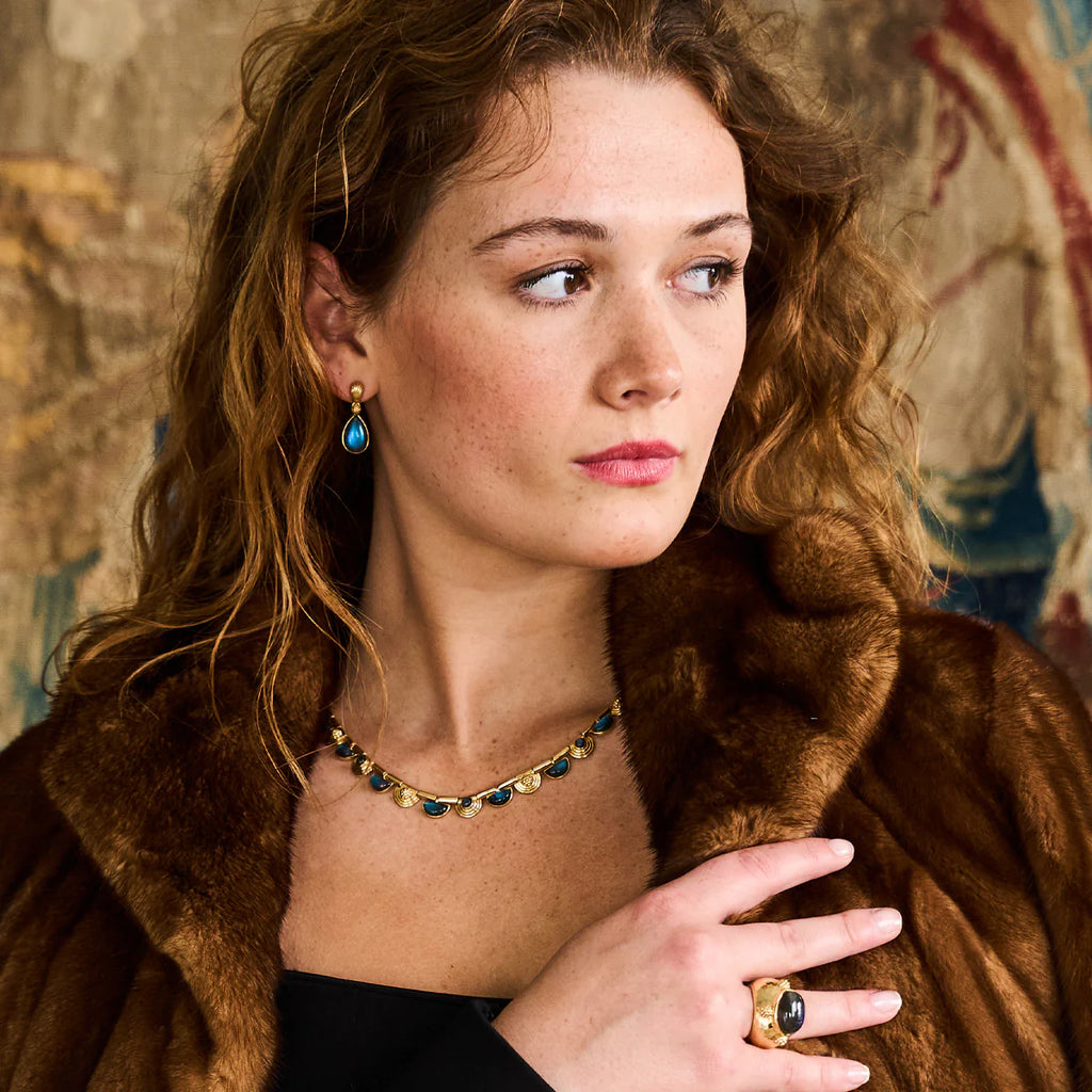 Capucine De Wulf Monique Gem Post Earrings - Blue Labradorite