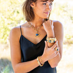 Capucine De Wulf Cleopatra Hinged Bangle - Gold/Blue Labradorite
