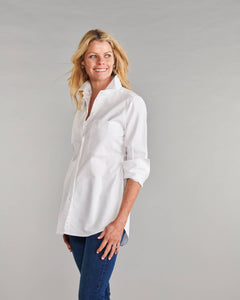 Claridge + King - The Mod in Crisp White Pinpoint: White easy-care pinpoint / S