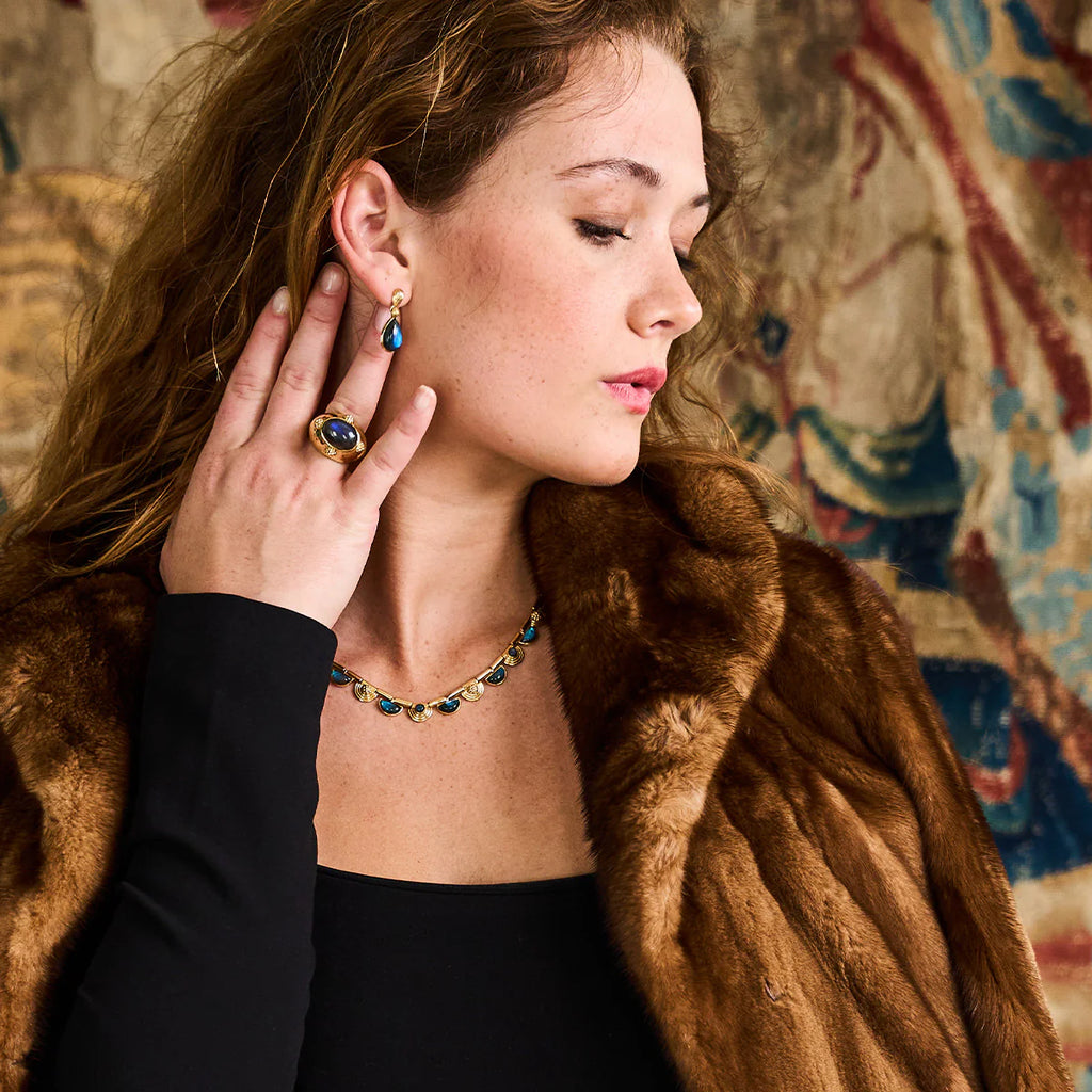Capucine De Wulf Cleopatra Oval Ring - Gold/Blue Labradorite