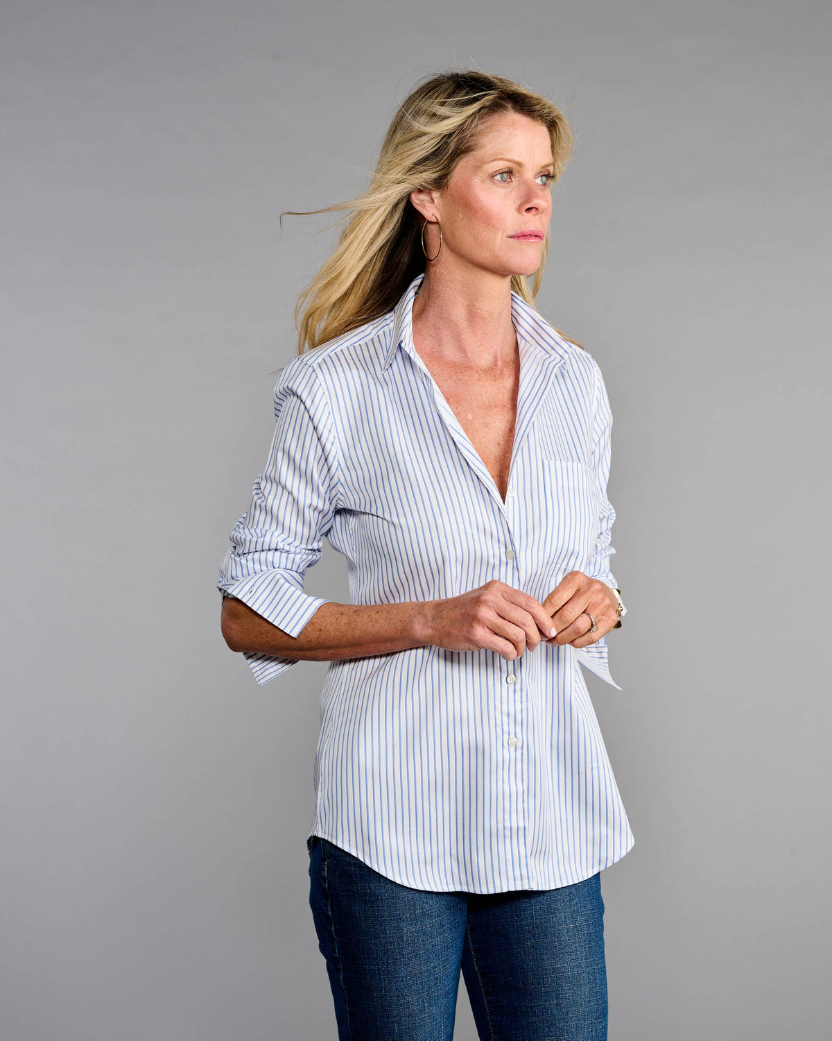 Claridge + King - The 4.0 Shirt in Lovely Blue Stripe: XL