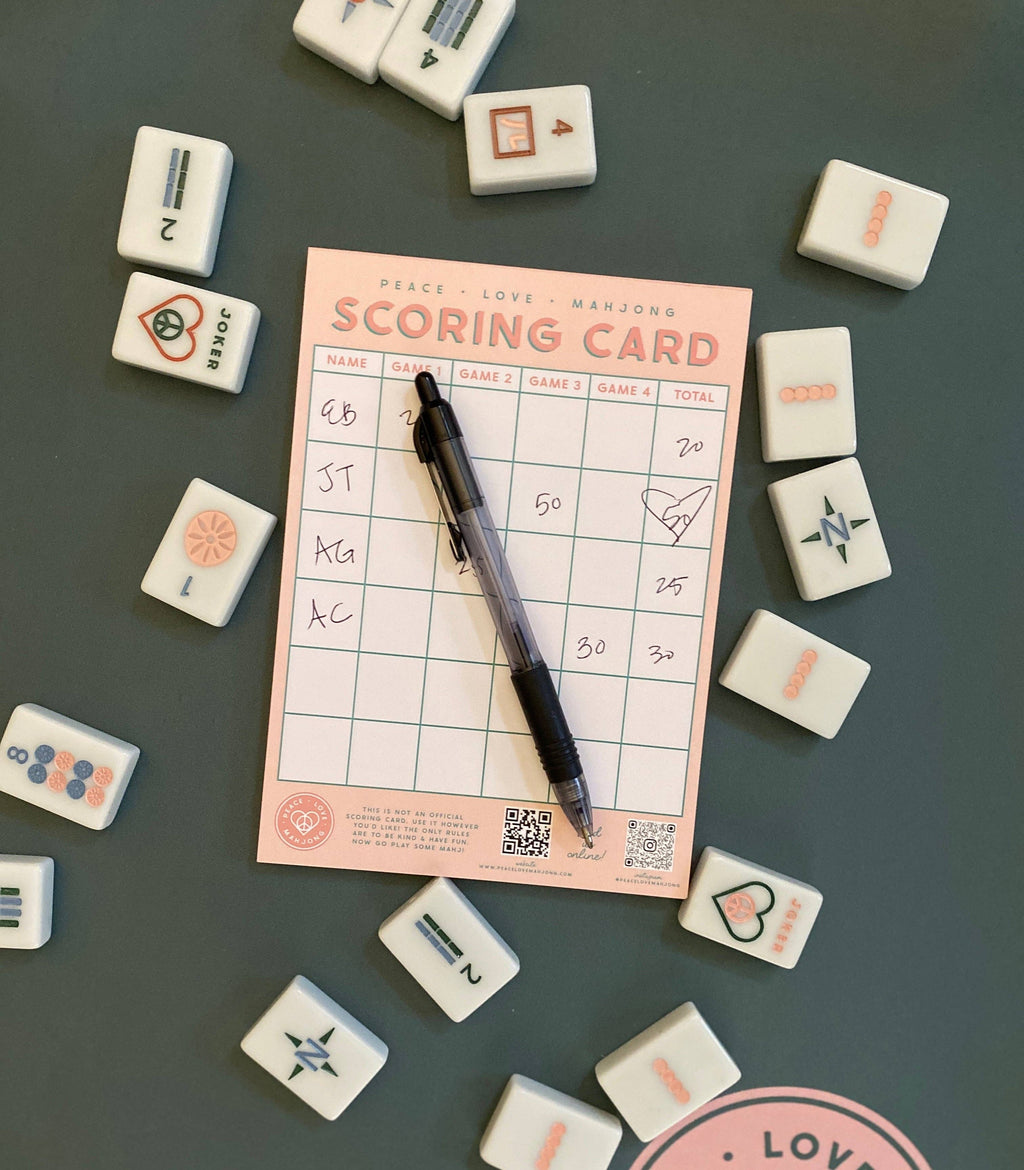 Peace Love Mahjong - Mahjong Scoring Notepad | Chartreuse