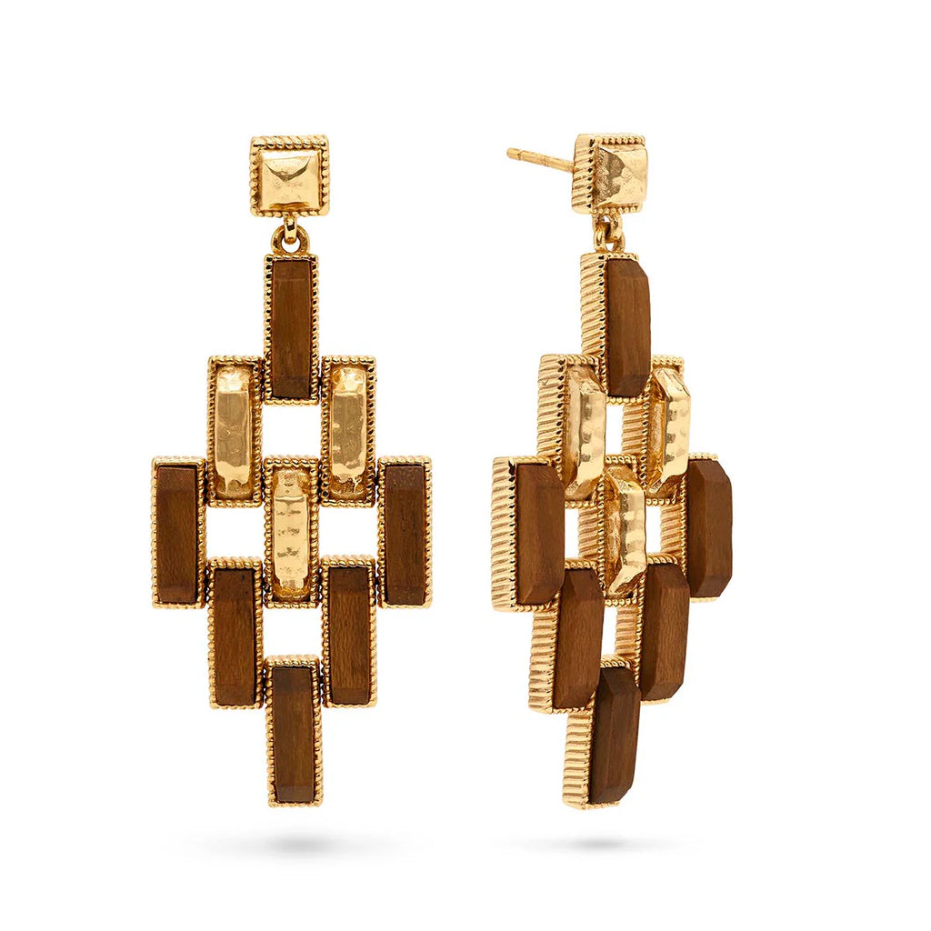Capucine De Wulf Pathway Post Drop Earrings - Gold/Teak