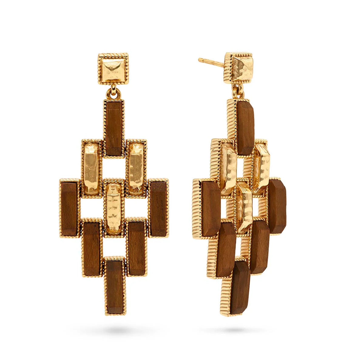 Capucine De Wulf Pathway Post Drop Earrings - Gold/Teak
