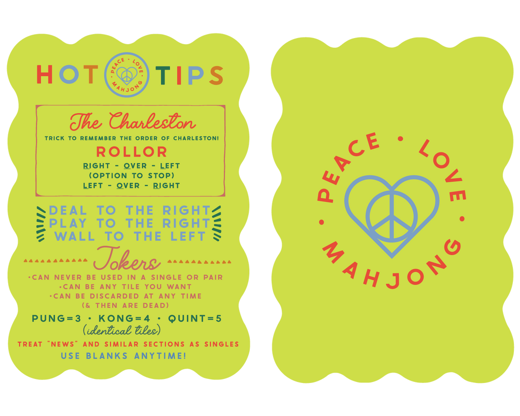 Peace Love Mahjong - Mahjong Tile Shufflers + Hot Tips/Set of Two: Chartreuse