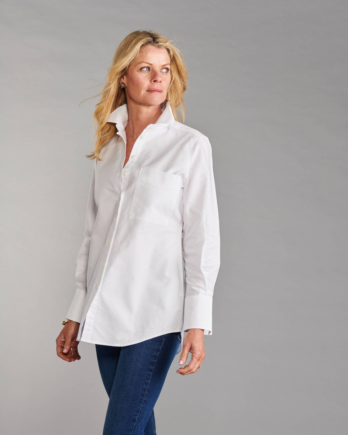 Claridge + King - The Mod Shirt in White Oxford: White oxford / 2XL