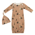Milkbarn Organic Cotton Newborn Gown & Hat Set | Alpaca