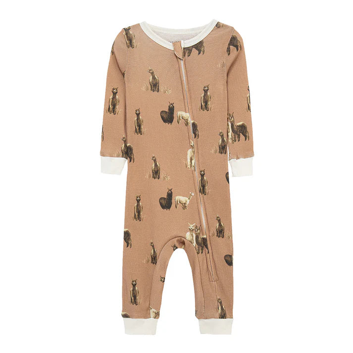 Milkbarn Organic Cotton Zipper Pajama | Alpaca