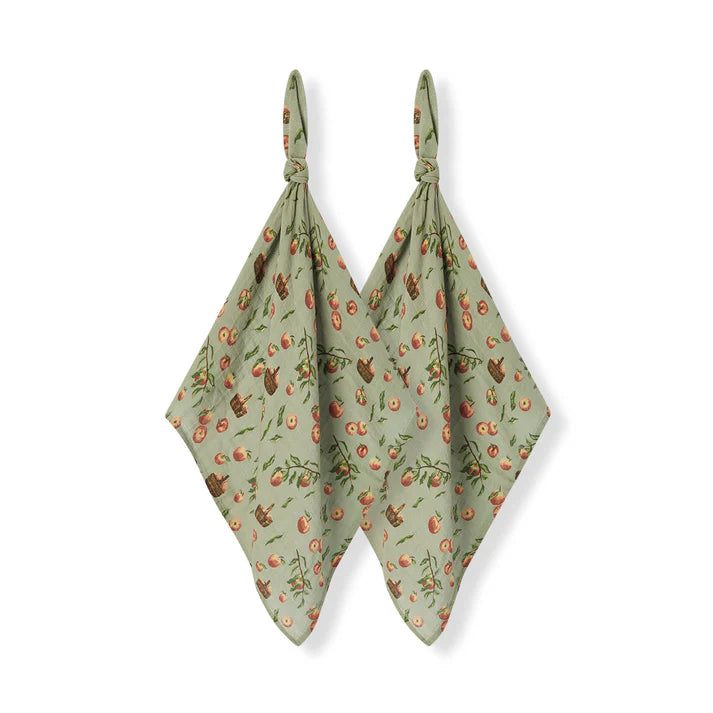 Milkbarn Organic Cotton Two-Piece Burp Cloth Set | Apple Orchard