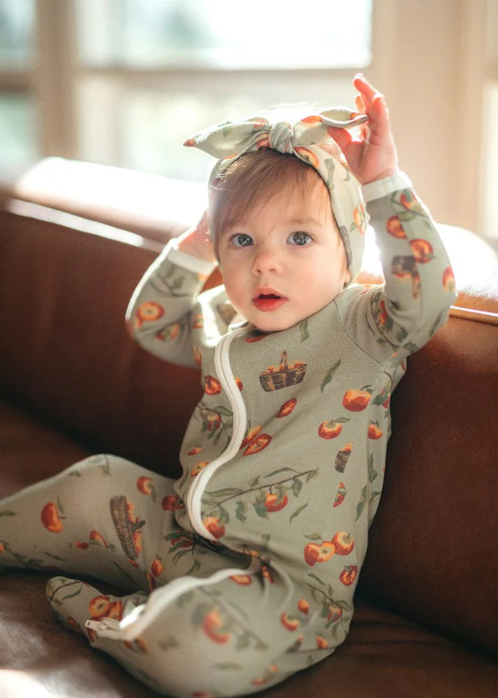 Milkbarn Organic Cotton Zipper Footed Romper | Apple Orchard