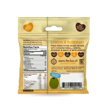 Load image into Gallery viewer, POSHI - Oloves Lemon &amp; Rosemary Pitted Green Olives 1.1oz
