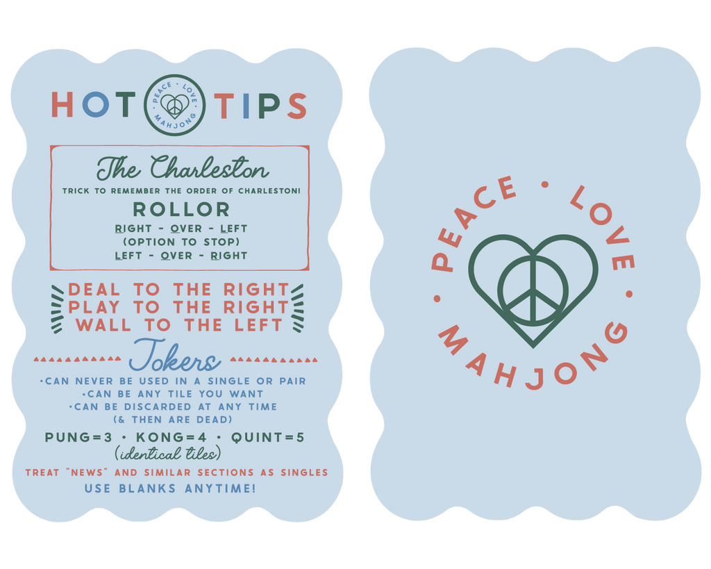 Peace Love Mahjong - Mahjong Tile Shufflers + Hot Tips/Set of Two: Blue
