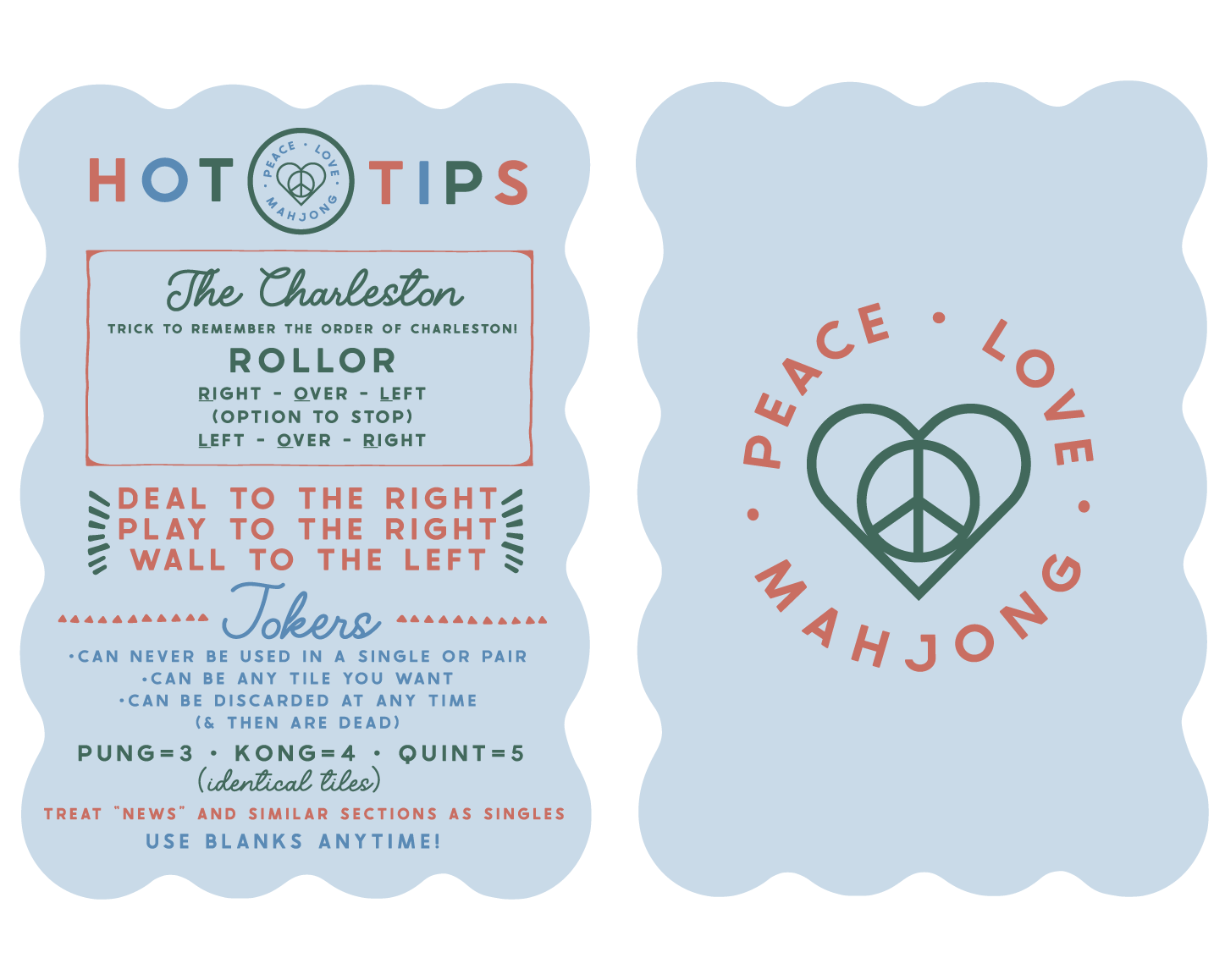 Peace Love Mahjong - Mahjong Tile Shufflers + Hot Tips/Set of Two: Blue