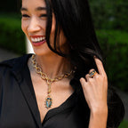Capucine De Wulf Scarab Pendant - Blue Labradorite/Black Agate