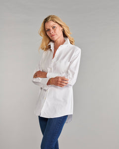 Claridge + King - The Mod in Crisp White Pinpoint: White easy-care pinpoint / S