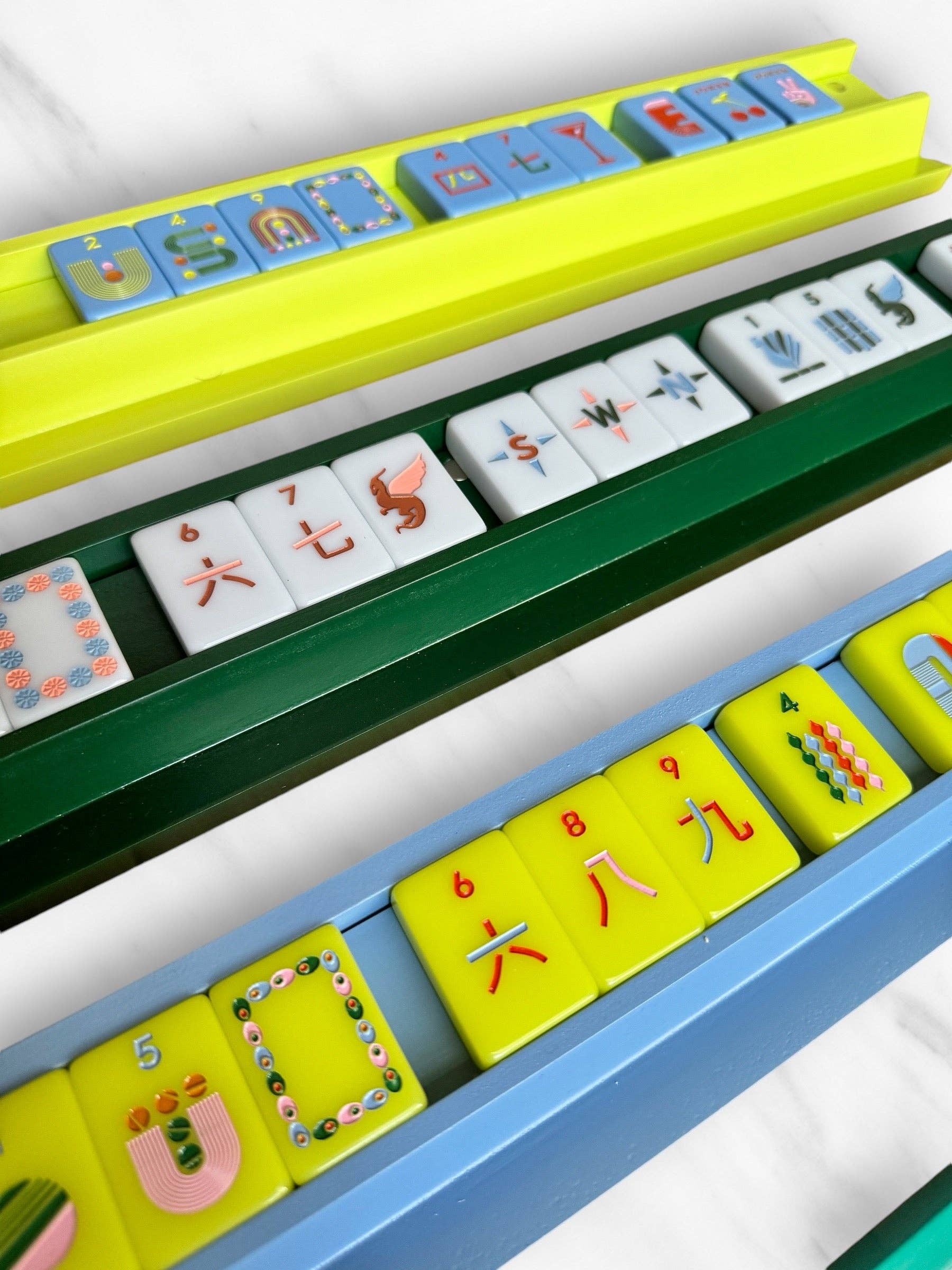 Peace Love Mahjong - Mahjong Racks + Pushers (Set of 4) | Purple