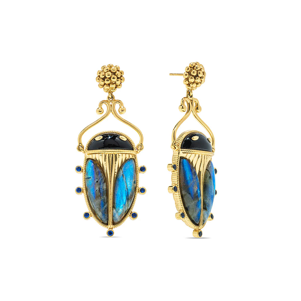 Capucine De Wulf Berry Drop Earrings - Blue Labradorite/Black Agate