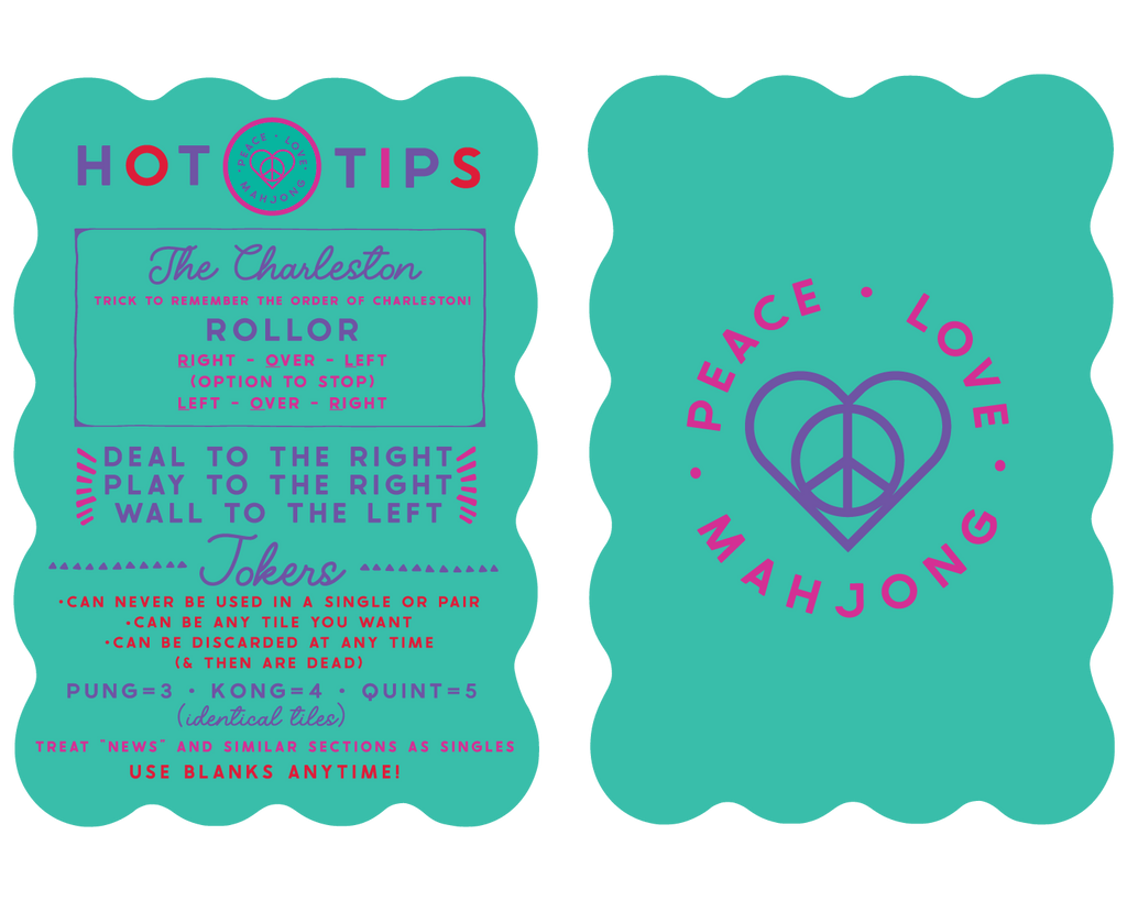 Peace Love Mahjong - Mahjong Tile Shufflers + Hot Tips/Set of Two: Aqua