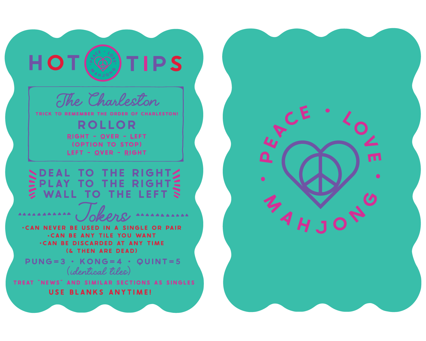 Peace Love Mahjong - Mahjong Tile Shufflers + Hot Tips/Set of Two: Aqua