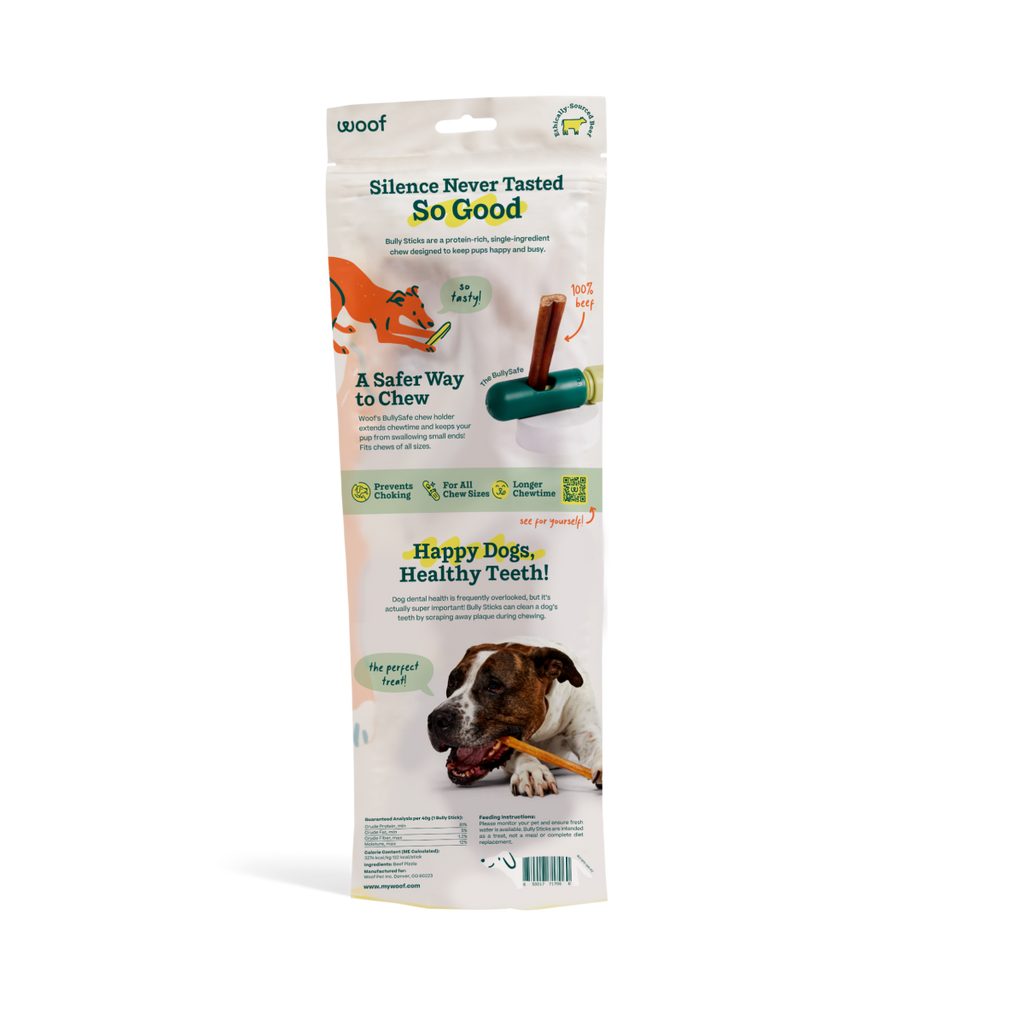 Woof - BullySafe Chews - BullySticks: Beef / 12-inch 5 pack