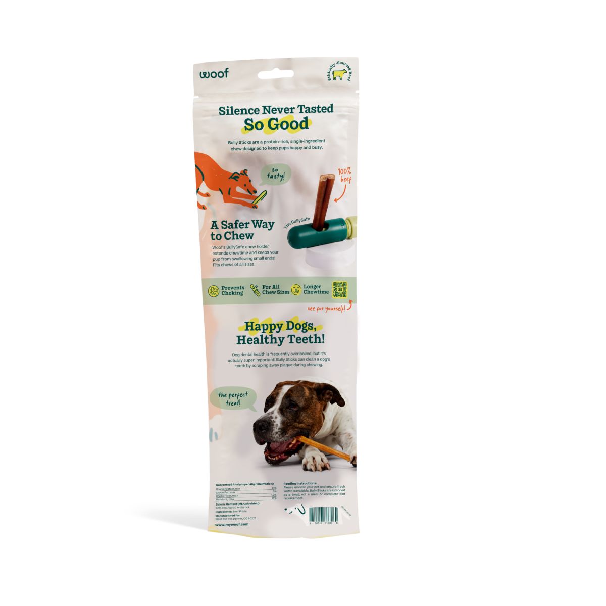 Woof - BullySafe Chews - BullySticks: Beef / 12-inch 5 pack