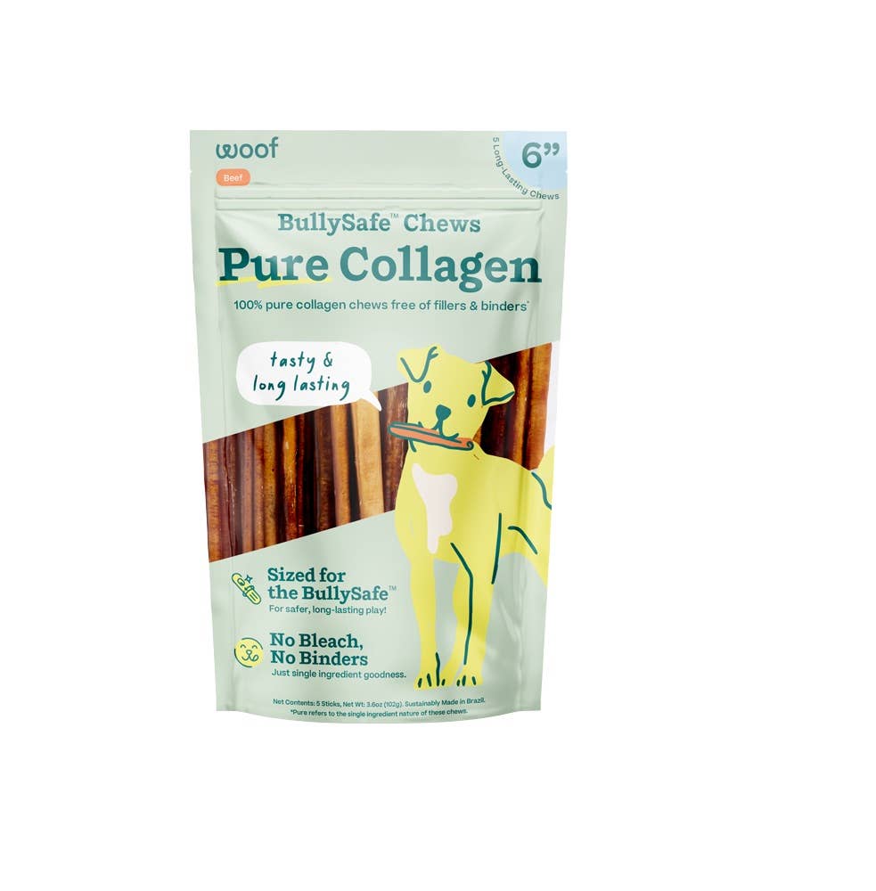 Woof - BullySafe Chews - Pure Collagen: Beef | 12-inch Five Pack