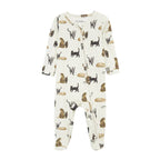 Milkbarn Cotton Zipper Footed Romper | Cat