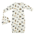 Milkbarn Organic Cotton Newborn Gown & Hat Set | Cat