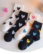 Yaya's Luxe Wholesale - Women's Cozy Colorblock Heart Socks: Multi-Colored