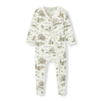 Milkbarn Luxe Stretch Zipper Footed Romper | Country Toile