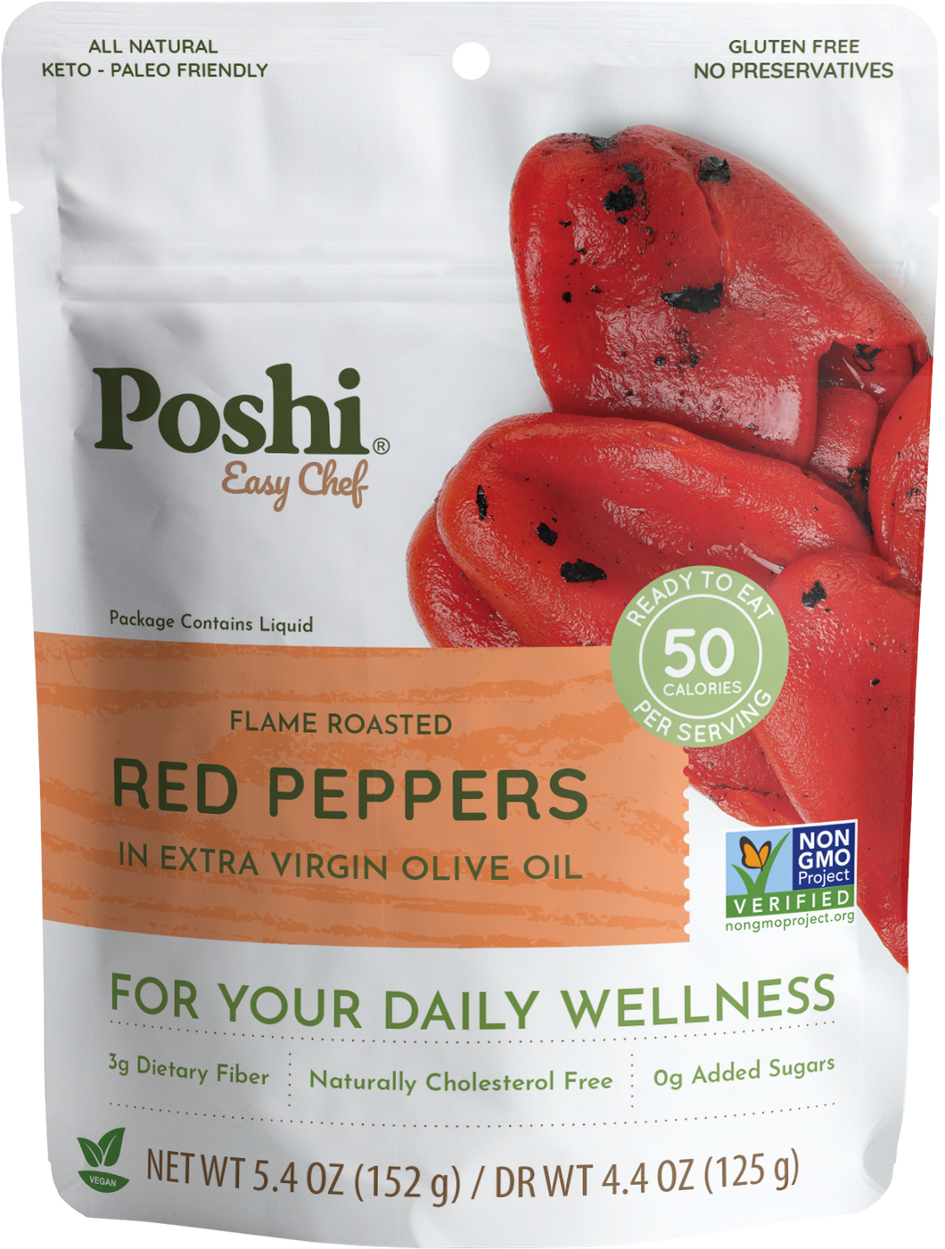 POSHI - Flame Roasted Red Peppers in Oil 5.4oz