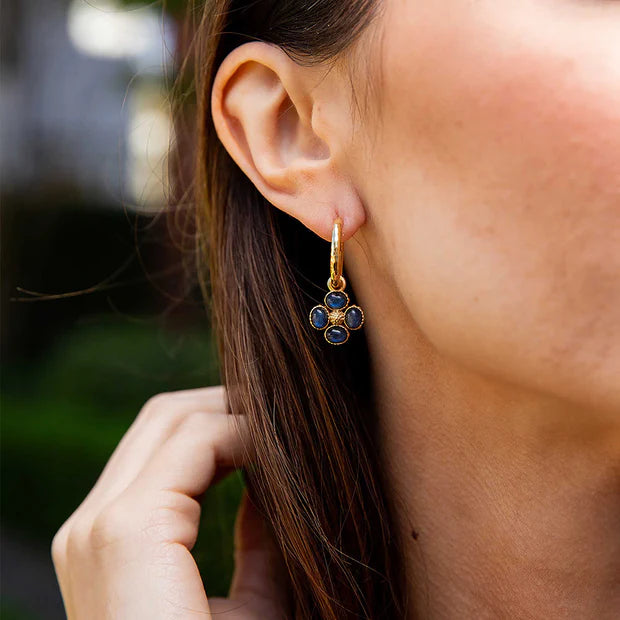 Capucine De Wulf Berry Clover Hoop Earrings - Blue Labradorite