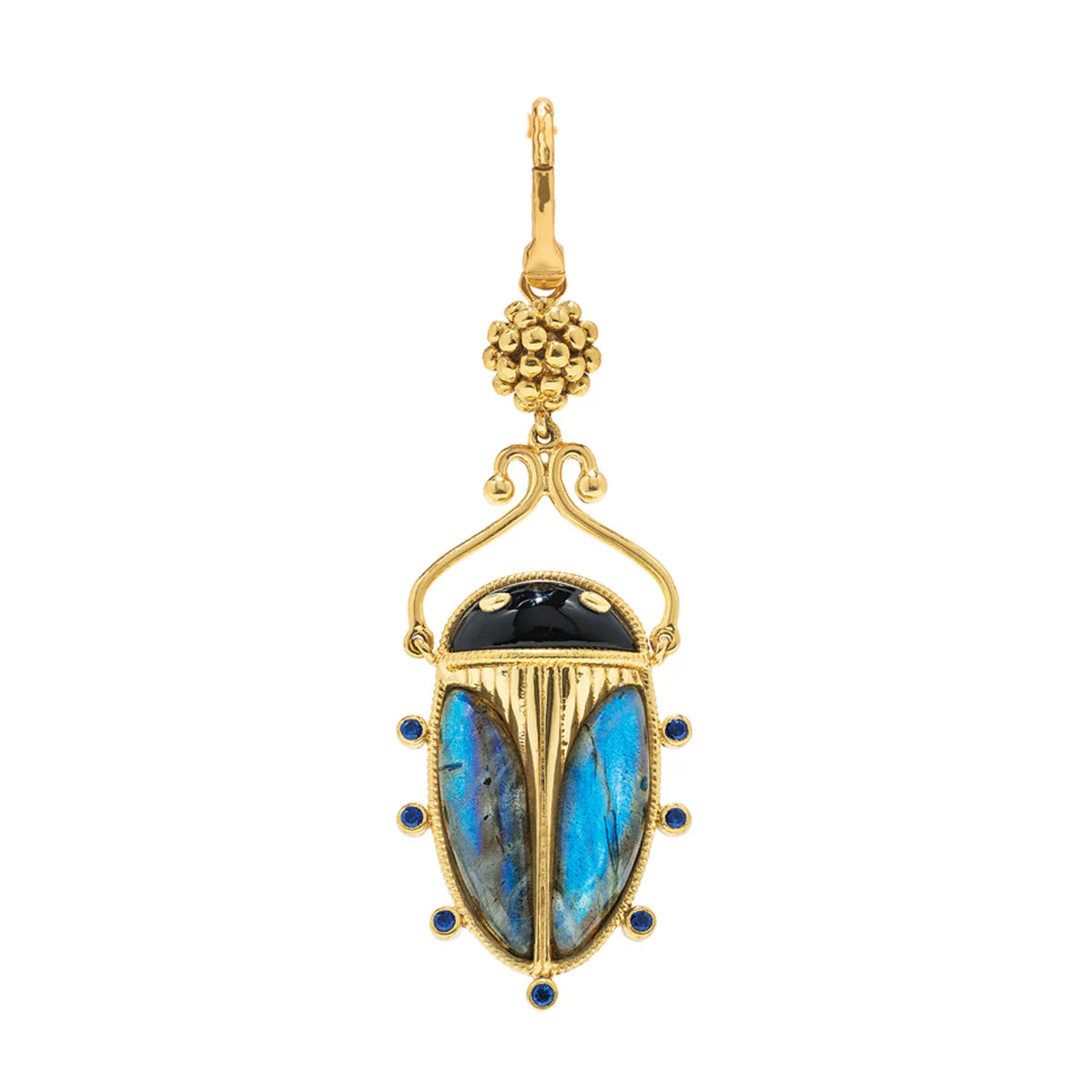 Capucine De Wulf Scarab Pendant - Blue Labradorite/Black Agate