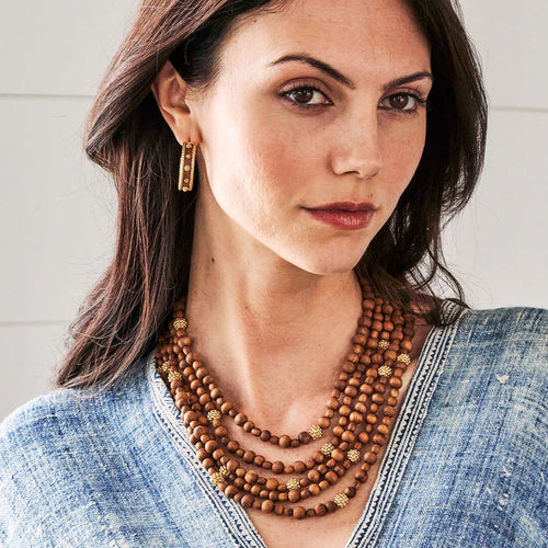Capucine De Wulf Earth Goddess Beads 5-Strand Necklace - Teak
