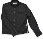 Claridge + King - The Crop in Charcoal Flannel with Striped Trim