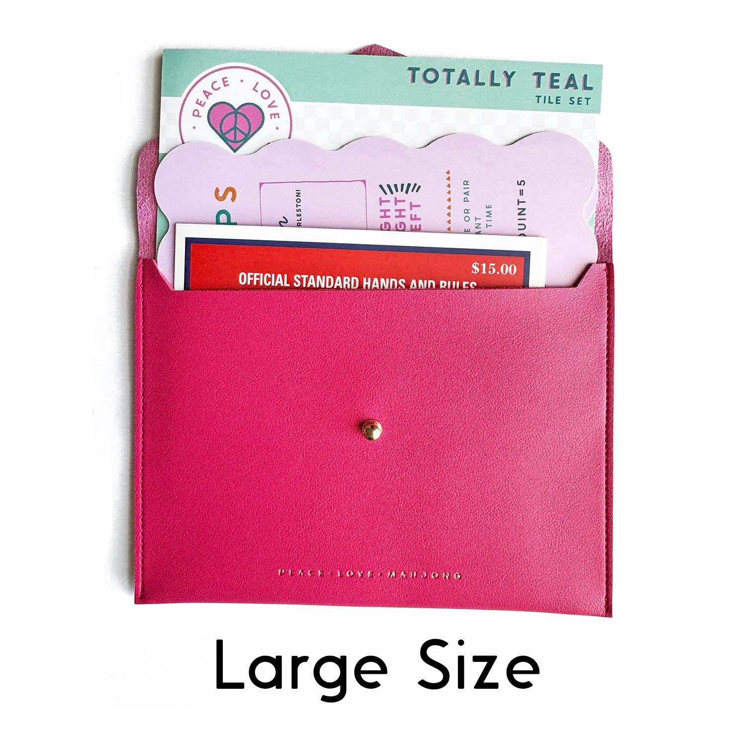 Peace Love Mahjong - Card Clutch: Large | Dusty Rose
