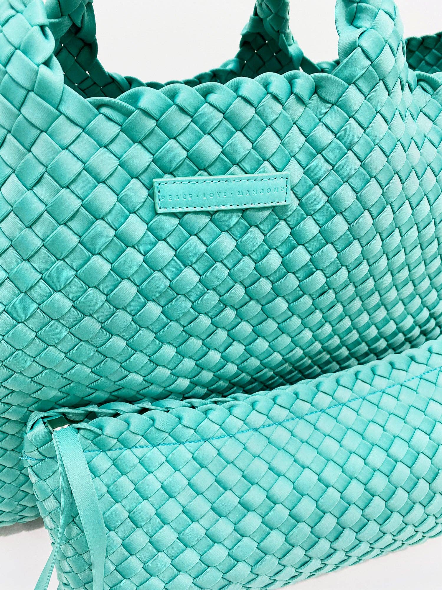 Peace Love Mahjong - Woven Mahjong Carryall | Teal