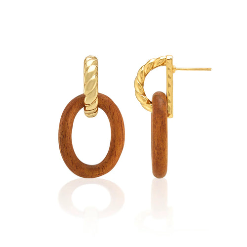 Capucine De Wulf Earth Goddess Link Drop Earrings - Teak