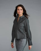 Claridge + King - The Crop in Charcoal Flannel with Striped Trim
