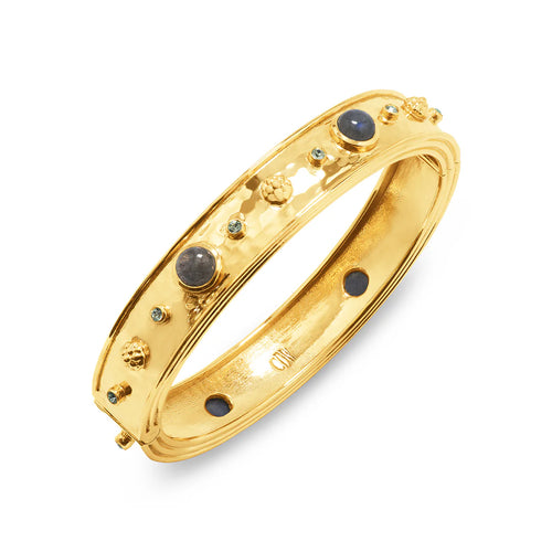 Capucine De Wulf Cleopatra Hinged Bangle - Gold/Blue Labradorite