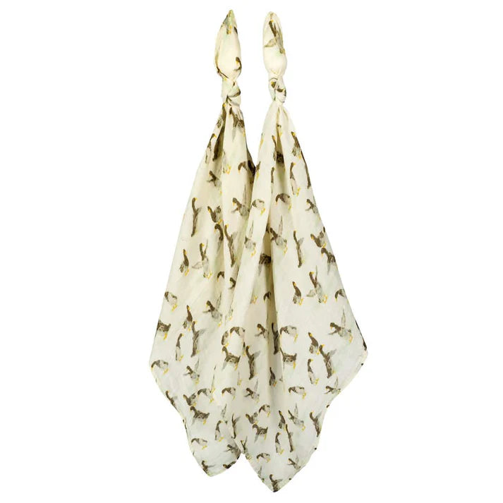 Milkbarn Organic Cotton Muslin Two-Piece Burp Cloth Set | Duck