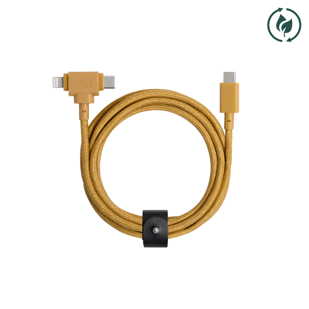 Native Union Paris - Belt Cable Duo (USB-C to USB-C & Lightning): Zebra