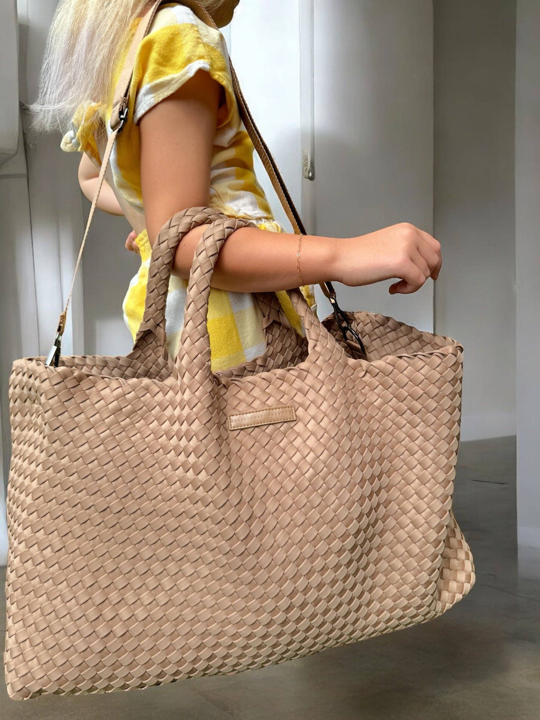 Peace Love Mahjong - Woven Mahjong Carryall | Fawn
