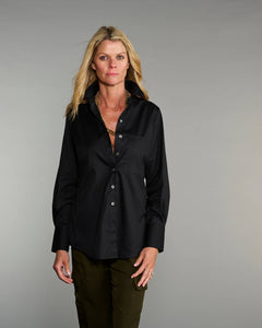 Claridge + King - The Mod in Pitch-Black Poplin: Black / XS