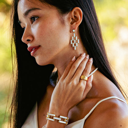 Capucine De Wulf Pathway Post Drop Earrings - Mother of Pearl