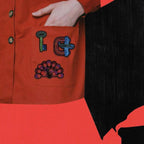 Macon & Lesquoy - Hand embroidered brooch - Peacock