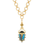 Capucine De Wulf Scarab Pendant - Blue Labradorite/Black Agate