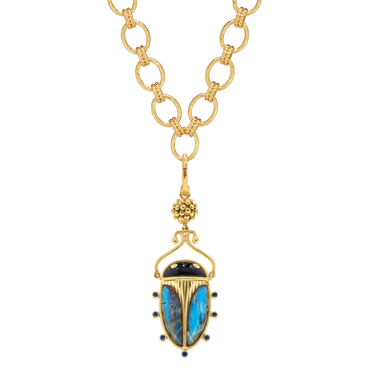 Capucine De Wulf Scarab Pendant - Blue Labradorite/Black Agate